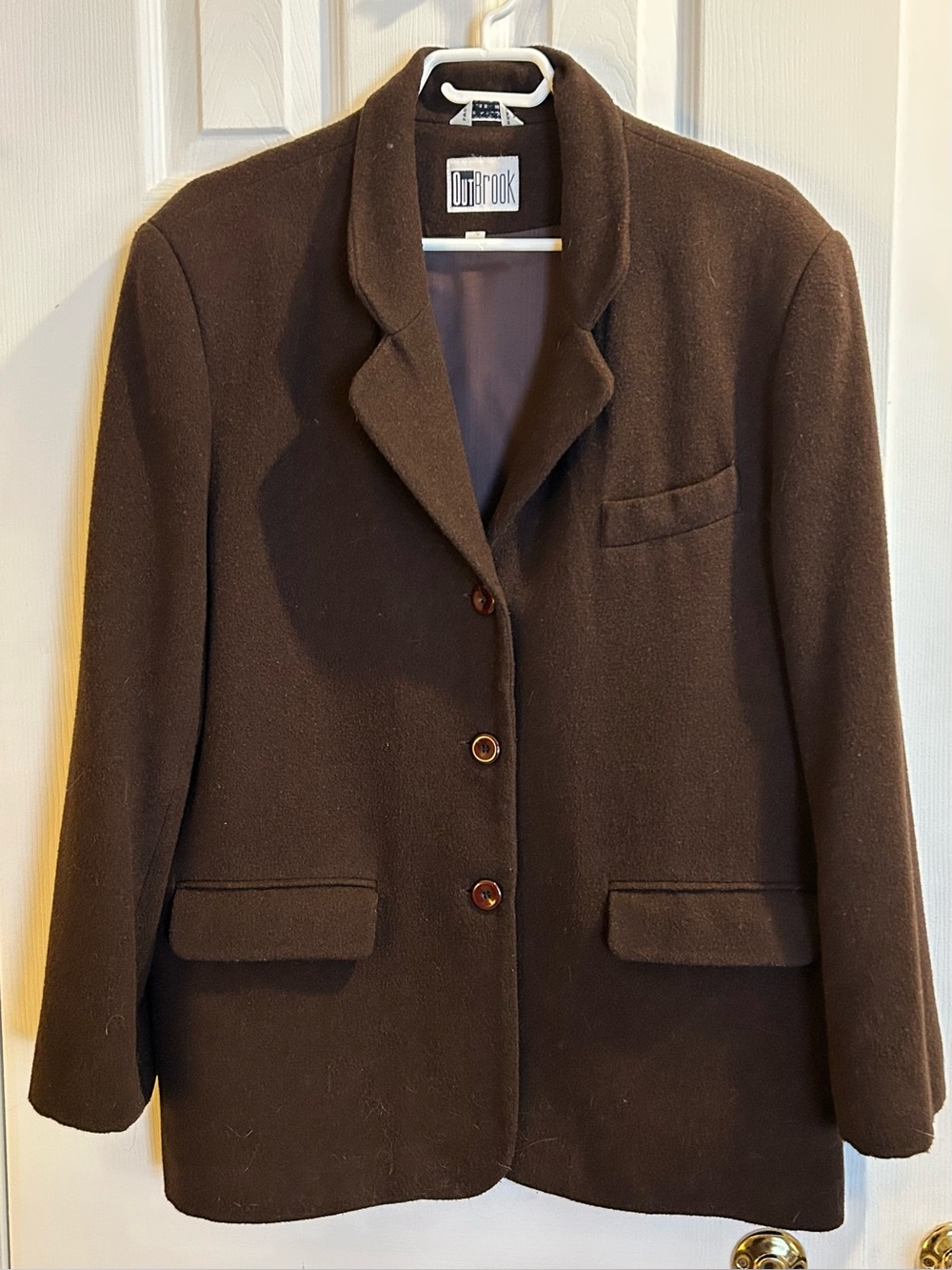 Vintage Outbrook Brown Wool Blend Button Jacket - size 10